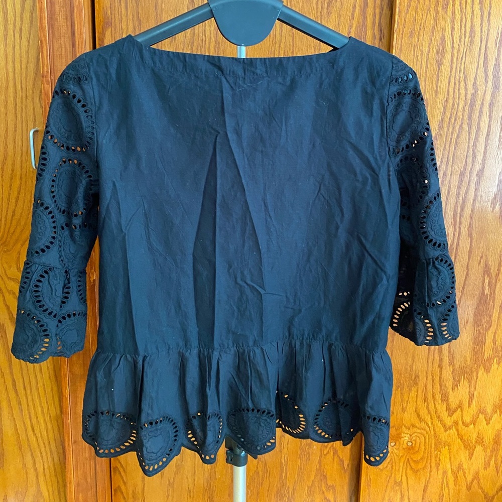 LOFT Black Eyelet Blouse